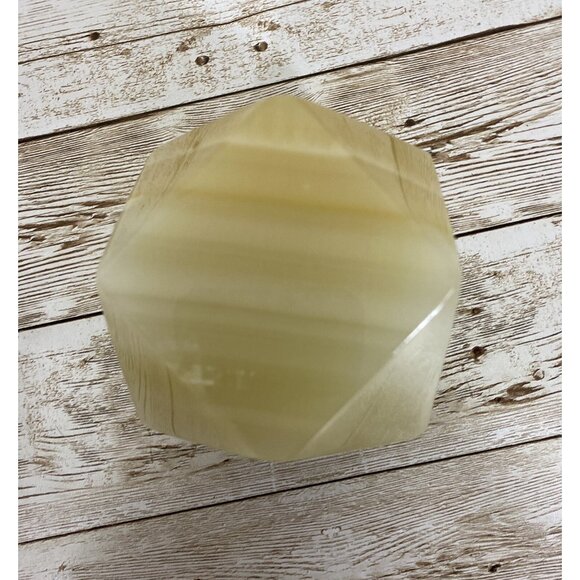 Onyx Paperweight Geometrical Tetradecagon Natural White Cream Brown Marbling Vtg - Picture 3 of 13